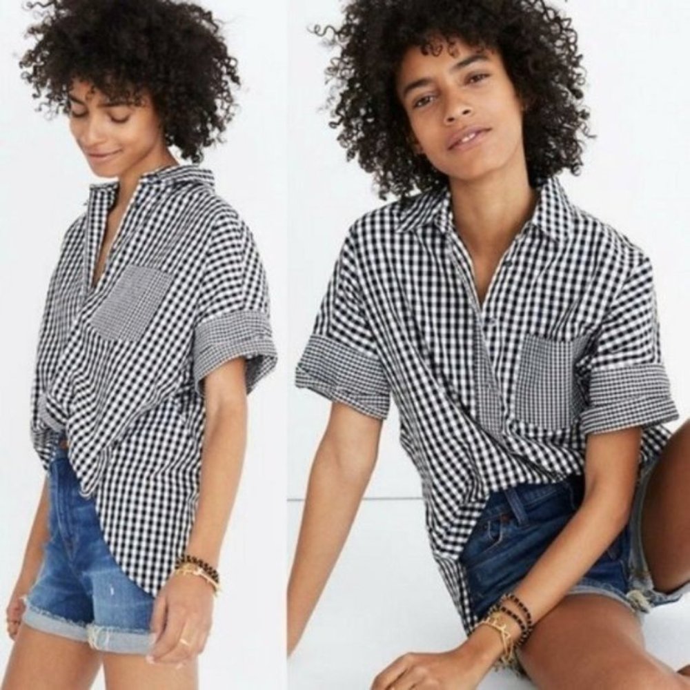 Madewell | Gingham Play Button Down Shirt S